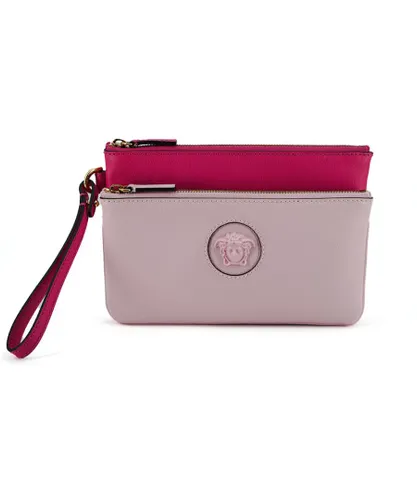 Versace Womens Calf Leather Pouch Bag - Pink - One Size