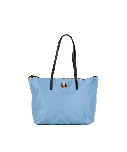 Versace WoMens Portuna Medusa Medium Cornflower Blue Nylon Leather Tote Bag Purse - One Size