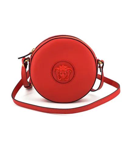 Versace WoMens Red Calf Leather Round Disc Shoulder Bag - One Size
