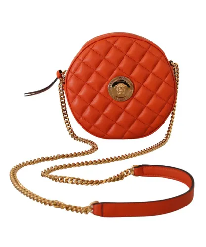 Versace WoMens Red Nappa Leather Medusa Round Crossbody Bag - One Size