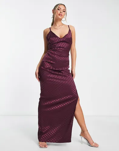 Vesper cami strap maxi dress in wine-Red