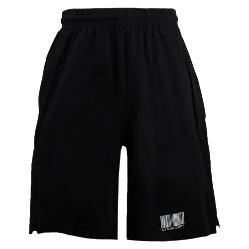 Vetements , Black Cotton Bermuda Shorts Vl12Pa500B ,Black male, Sizes: