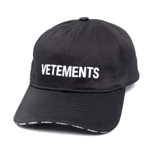 Vetements , Black Logo-Print Cap ,Black male, Sizes: ONE