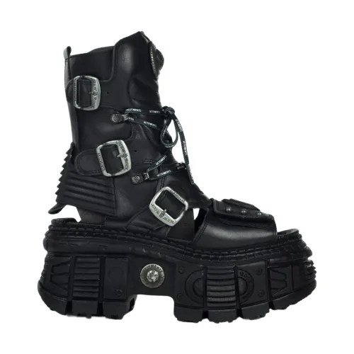Vetements , Chunky Leather Unisex Boots ,Black female, Sizes: