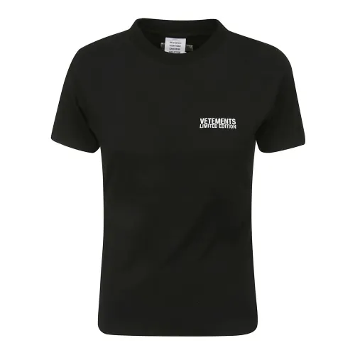 Vetements , Embroidered Logo Fitted Tee ,Black female, Sizes: