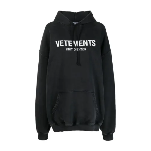 Vetements , Limited Edition Logo Hoodie ,Black female, Sizes: