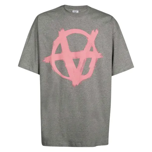 Vetements , Modern Men`s T-Shirt in Greymelange and Baby Pink ,Gray male, Sizes: