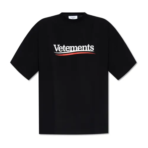Vetements , T-shirt with logo ,Black male, Sizes: