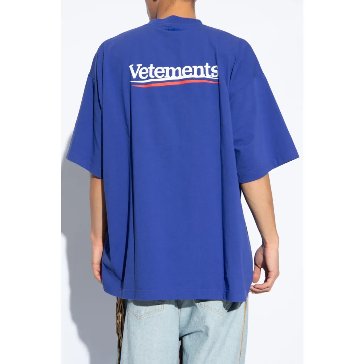 Vetements , T-shirt with logo ,Blue male, Sizes: