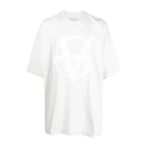 Vetements , White Logo Print Cotton T-shirt ,White male, Sizes: