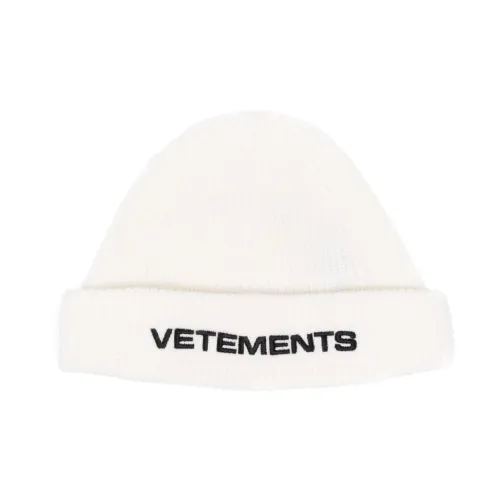 Vetements , White Wool Ribbed Knit Hat ,White male, Sizes: