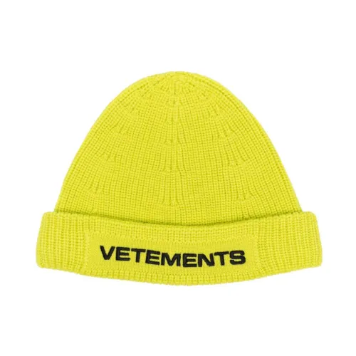 Vetements , Yellow Wool Ribbed Knit Hat ,Yellow male, Sizes: