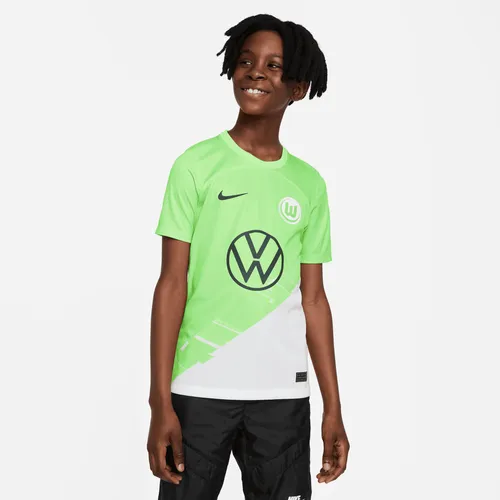 VfL Wolfsburg 2023/24 Stadium Home Older Kids' Nike Dri-FIT Football Shirt - Green - Polyester