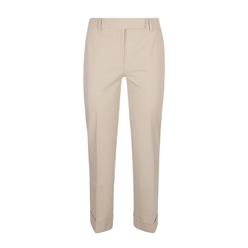 Via Masini 80 , Slim-Fit Beige Trousers for Modern Woman ,Beige female, Sizes: