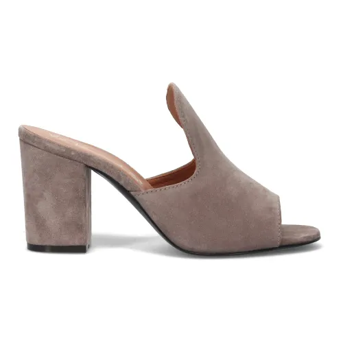 Via Roma 15 , Dove Grey Suede Block Heel Sandals ,Gray female, Sizes: