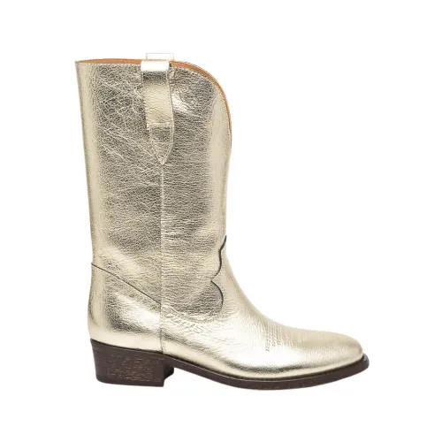 Via Roma 15 , Golden Leather Texano Boots ,Yellow female, Sizes: