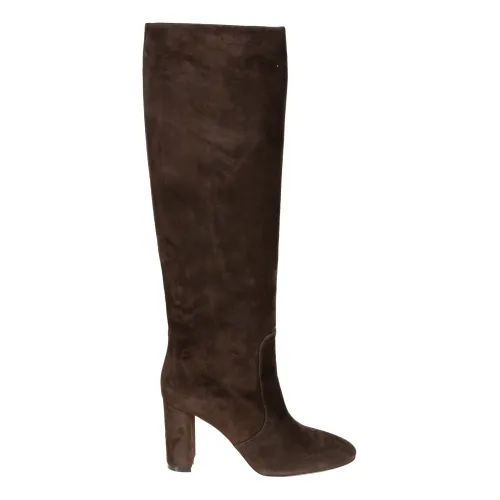 Via Roma 15 , Handcrafted Knee-High Suede Leather Boots ,Brown female, Sizes: