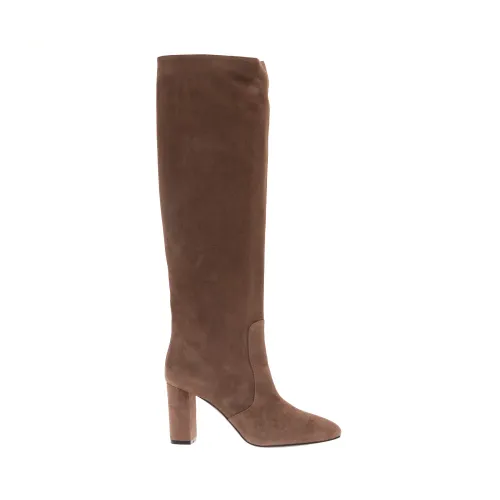 Via Roma 15 , Suede Mud Boot with 80mm Heel ,Beige female, Sizes: