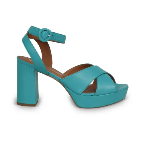 Via Roma 15 , Via Roma 15 Leather platform sandals ,Green female, Sizes: