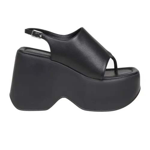 Vic Matié , Black Leather Sandals ,Black female, Sizes: