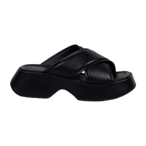 Vic Matié , Black Woven Leather Platform Shoes ,Black female, Sizes: