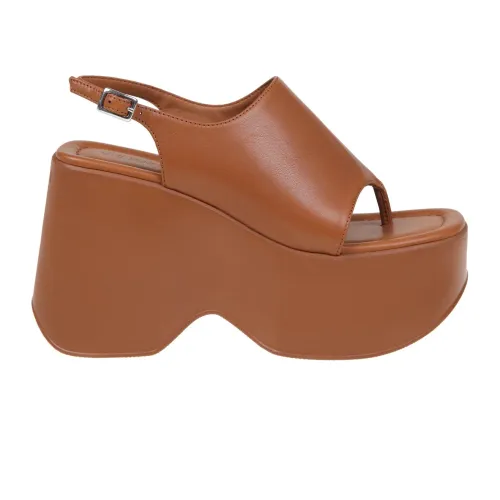 Vic Matié , Brown Leather Flip Flop Sandals ,Brown female, Sizes: