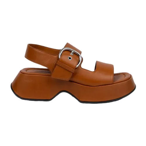 Vic Matié , Cuoio Leather Sandals with Buckle ,Brown female, Sizes: