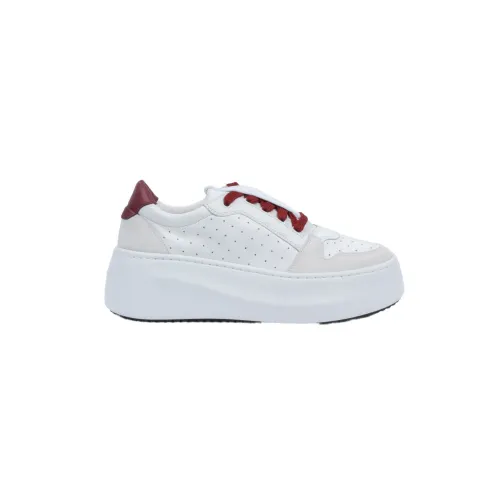 Vic Matié , White Leather Sneakers with Bordeaux Accents ,White female, Sizes: