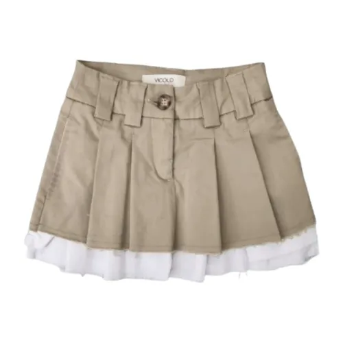 ViCOLO , Beige Pleated Skirt ,Beige female, Sizes: