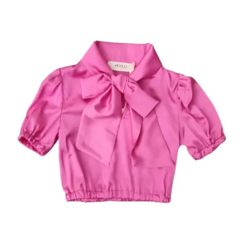 ViCOLO , Pink Half Sleeve Shirt with Bow ,Pink female, Sizes:
