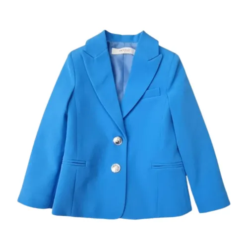 ViCOLO , Turquoise Classic Two-Button Jacket ,Blue female, Sizes:
