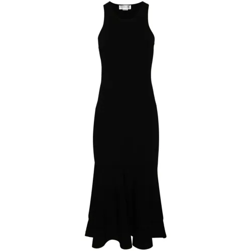 Victoria Beckham , Black Bodycon Dress with Flared Hem ,Black female, Sizes: