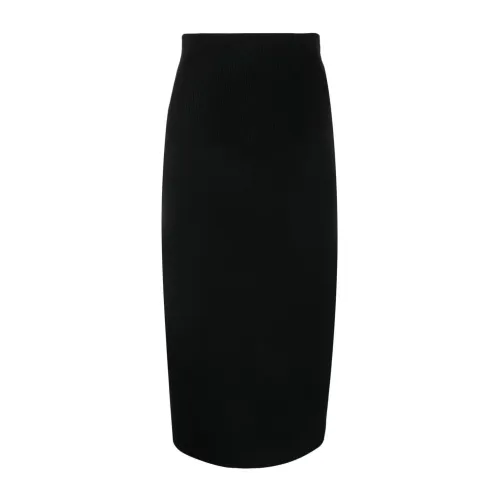 Victoria Beckham , Black Knitted Midi Pencil Skirt ,Black female, Sizes: