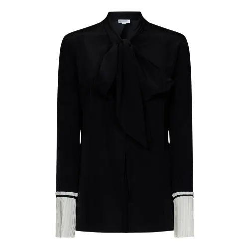 Victoria Beckham , Black Silk Shirt with Pleated Cuffs ,Black female, Sizes: