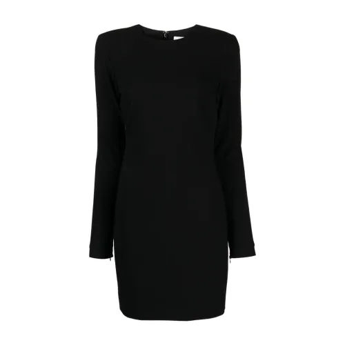 Victoria Beckham , Black Wool Blend Dress with Stretch Design ,Black female, Sizes: