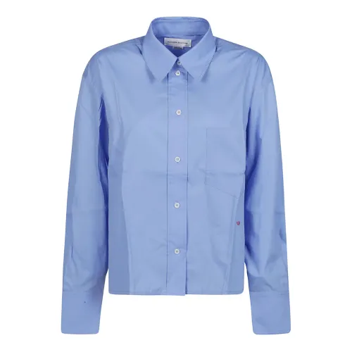 Victoria Beckham , Cropped Long Sleeve Shirt ,Blue female, Sizes: