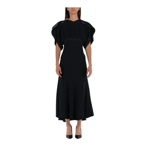Victoria Beckham , Gathered Dolman Midi Dress ,Black female, Sizes: