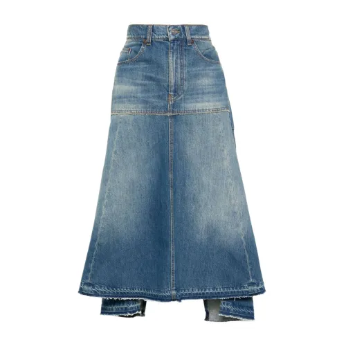 Victoria Beckham , Indigo Denim A-Line Skirt ,Blue female, Sizes: