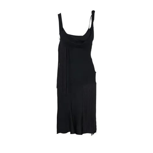 Victoria Beckham , Playful Fringe Mini Dress ,Black female, Sizes: