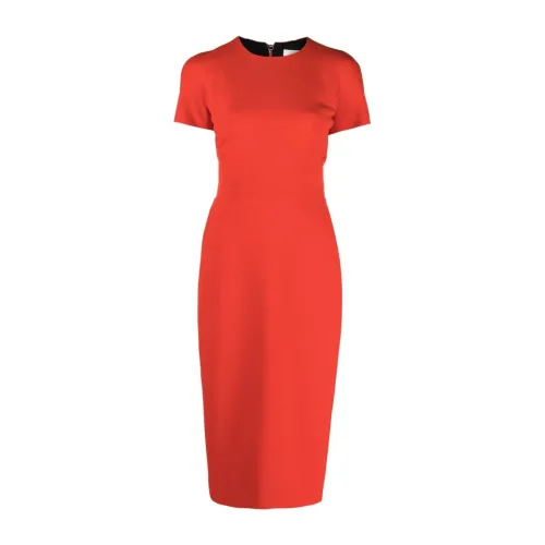 Victoria Beckham , Red Pencil Dress with Dart Detailing ,Red female, Sizes: