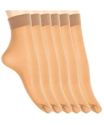 Vignoni Womens Pack-6 20 Denier ankle elastic stockings FURBETTO-20 woman - Beige - One