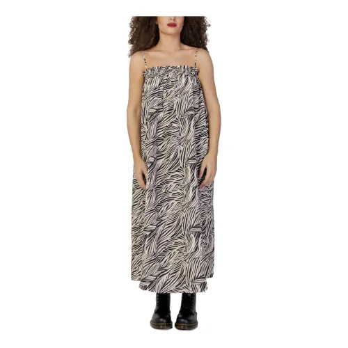 Vila , Beige Print Square Neckline Dress ,Beige female, Sizes: