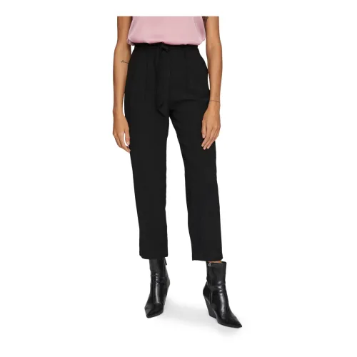 Vila , Black Lace-Up Trousers for Women ,Black female, Sizes: