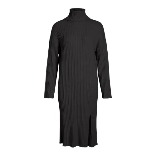 Vila , Black Long Sleeve Turtleneck Dress ,Black female, Sizes: