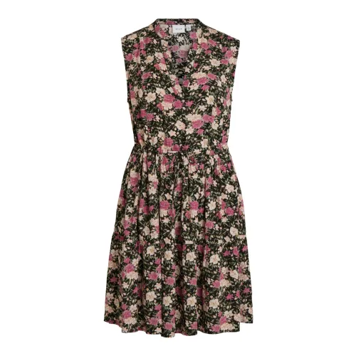Vila , Floral V-Neck Sleeveless Dress ,Multicolor female, Sizes: