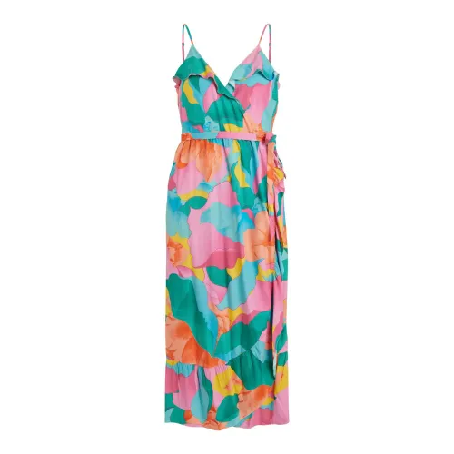 Vila , Multicolor Printed V-Neck Dress ,Multicolor female, Sizes: