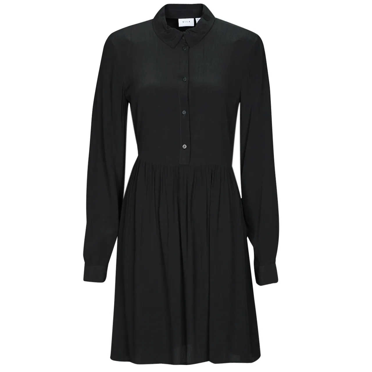 Vila  VIFINI L/S SHIRT DRESS/SU  women's Dress in Black