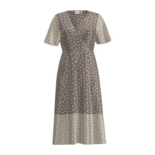 Vila , Vilora 2/4 Midi Summer Dress ,Gray female, Sizes: