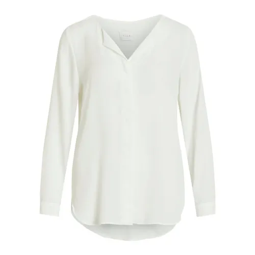 Vila , White V-neck Buttoned Shirt ,White female, Sizes: