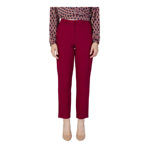 Vila , Women's Bordeaux Trousers ,Red female, Sizes: